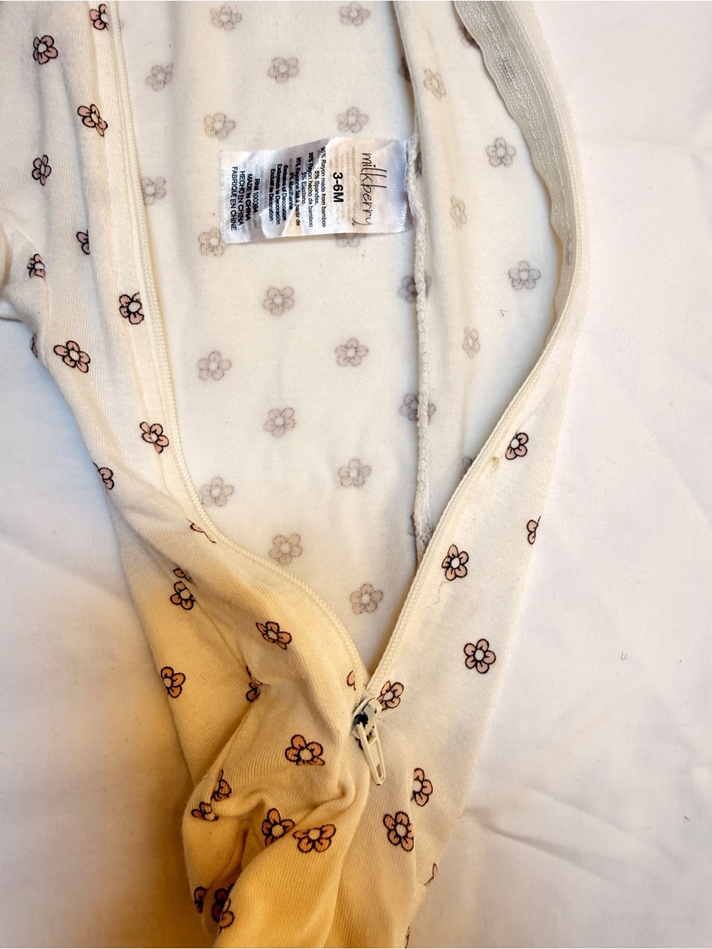 Baby Girl Floral Footed One-Pieces - Pink Trim - Picture 6 of 6